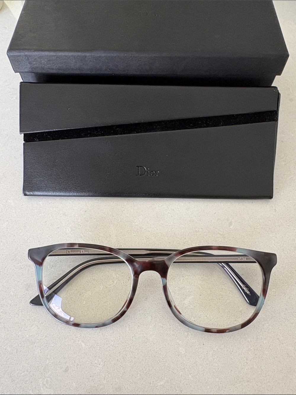 Dior Brown and Blue Tortoiseshell Optical Glasses